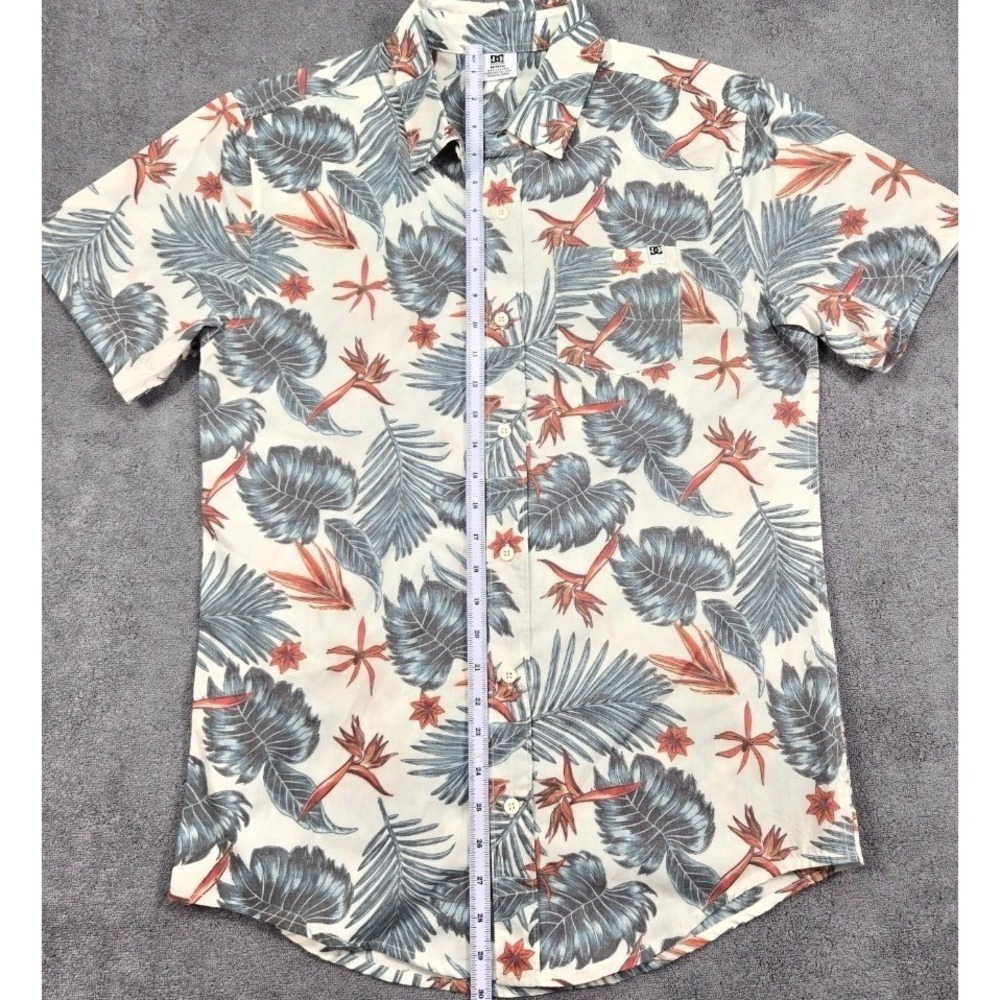DC Shoes Men's Hawaiian Shirt Tropical Floral Button Up Short Sleeve M/M - Picture 7 of 13